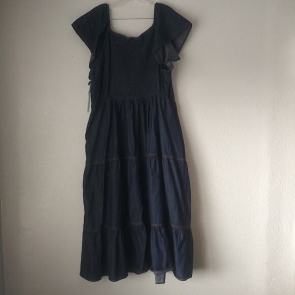 Terra & Sky Jean flutter sleeve midi Dress women's size 3X (24W-26W) - Picture 4 of 14